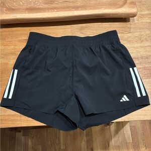 NWT Adidas Women's Black “Own the Run” Athletic Shorts with White Stripes